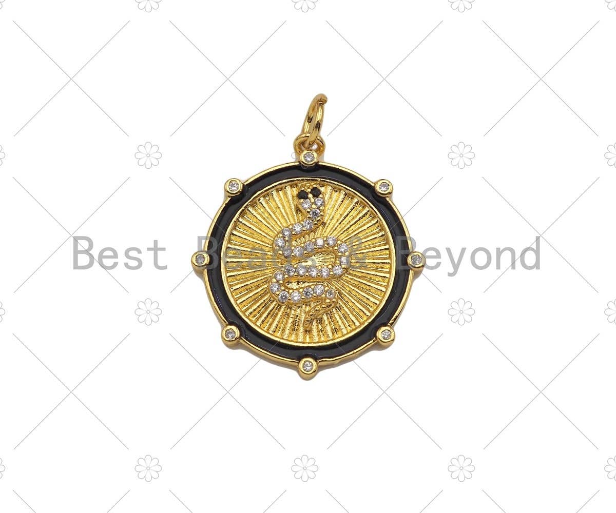 CZ Micro Pave Snake Snake Medaltion charm, Sku#Z1347