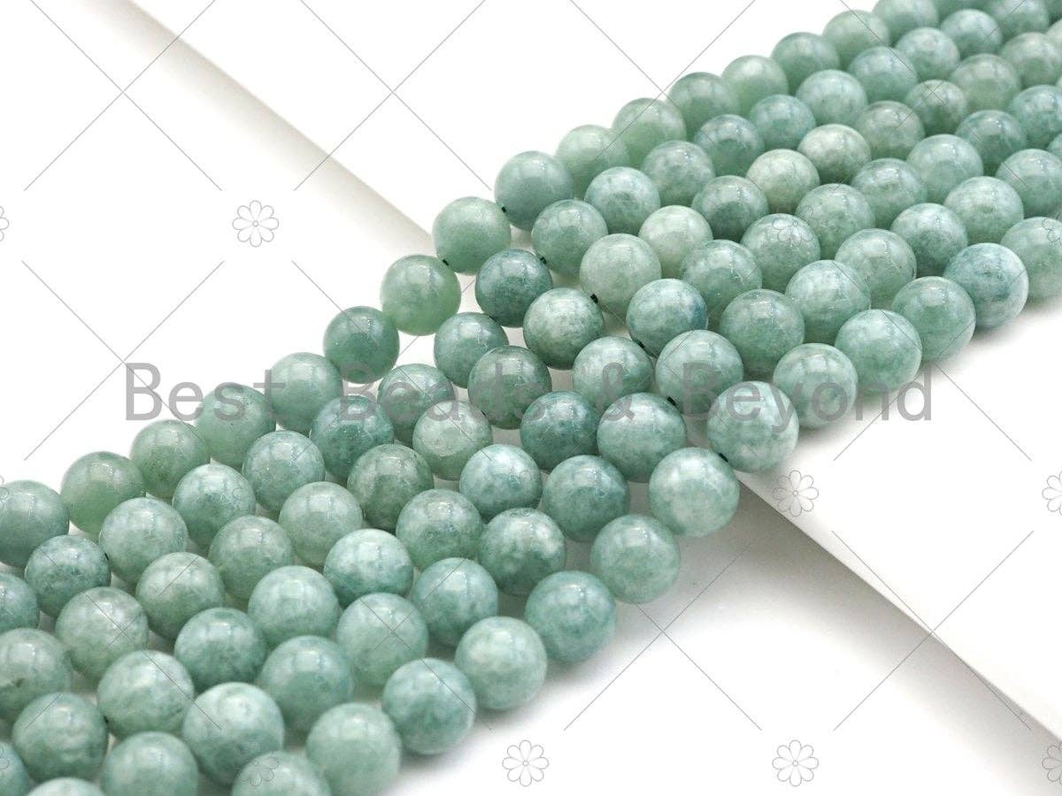 Natural Linden Green Jade, 6mm/8mm/10mm Round Smooth Jade, Dyed Jade, 15.5'' Full Strand, Sku#U994