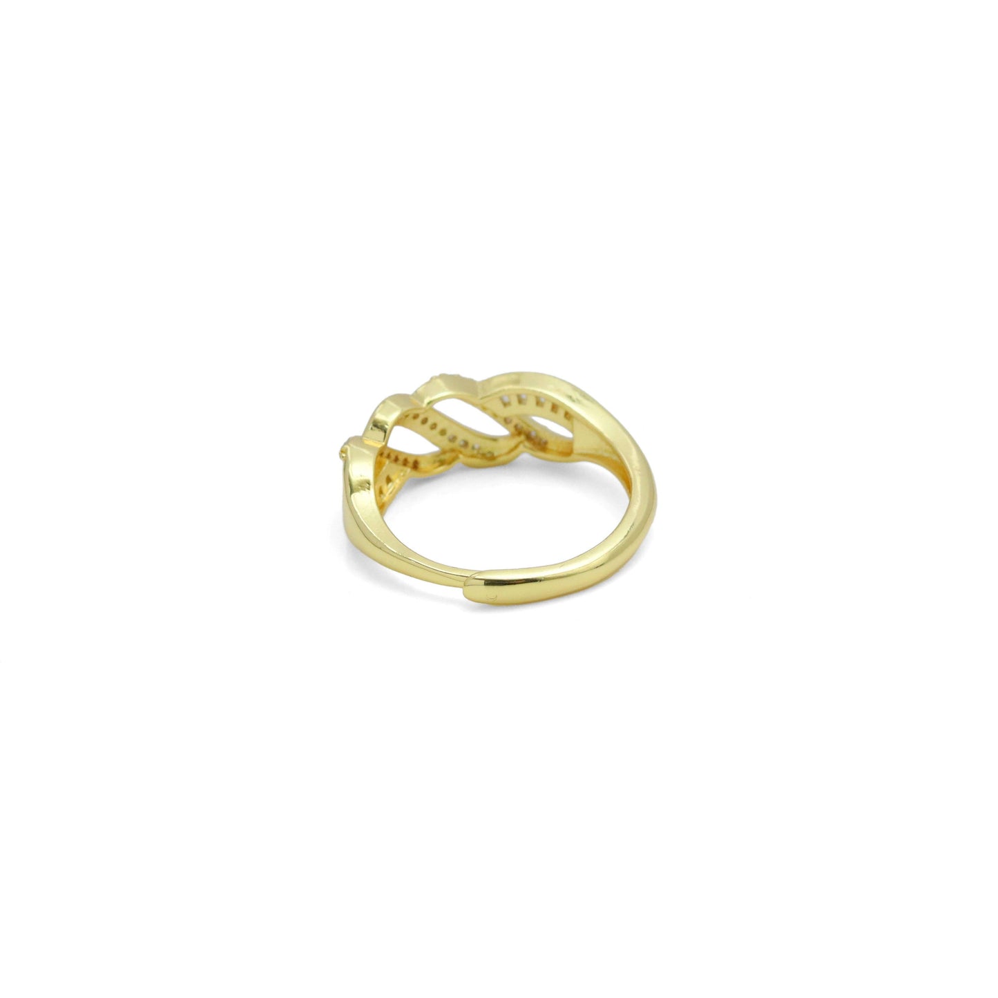 Baguette CZ Twisted wave line Adjustable Ring, Sku#LD594
