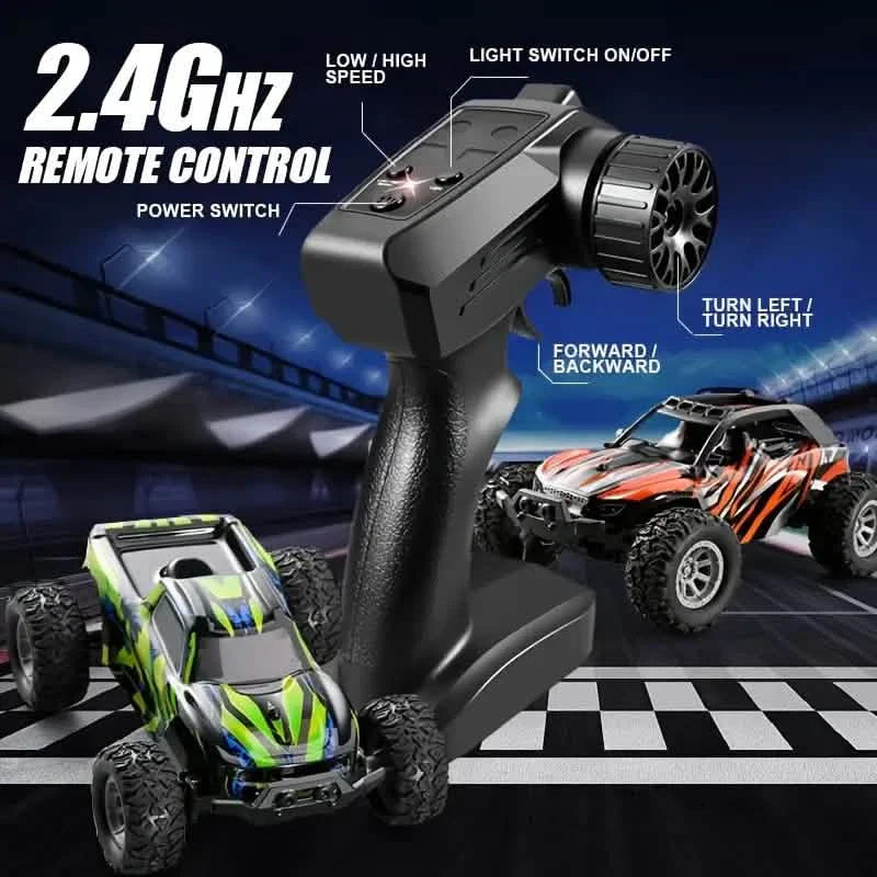 Voiture télécommandée RC à l'échelle 1:32 – 20 km/h, 2,4 GHz, Rouge et Vert