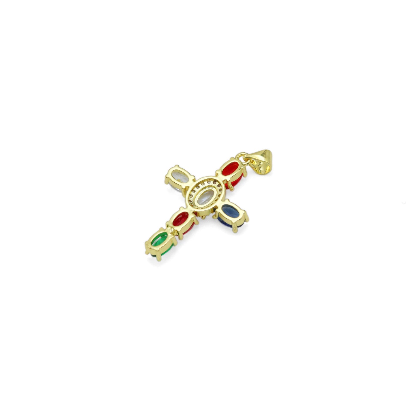Colorful Oval CZ Cross Charm, Sku#LK945