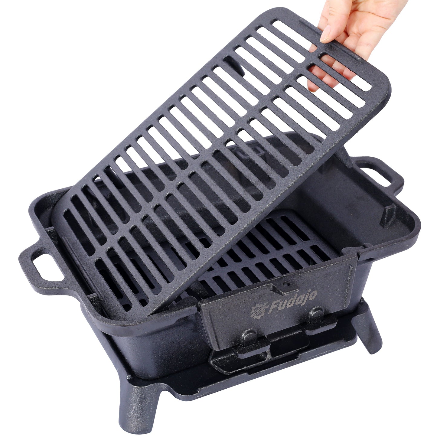 Oval Cast Iron Grill - Portable Outdoor Cooking