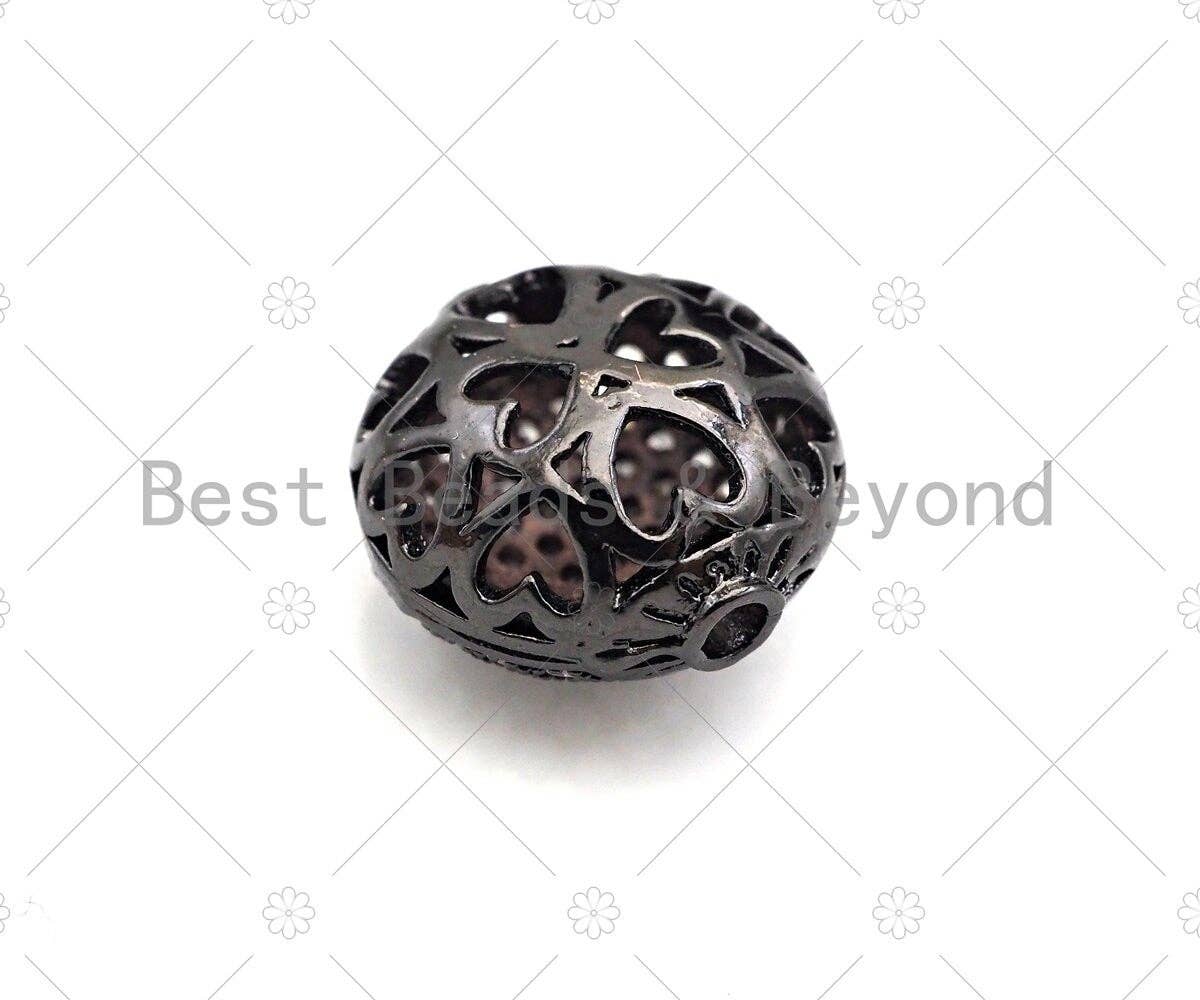 CZ Micro Pave Flat Oval Spacer Beads with Clear CZ for Bracelet/Necklace, Cubic Zirconia Spacer Beads, 15x14mm, Sku#C114