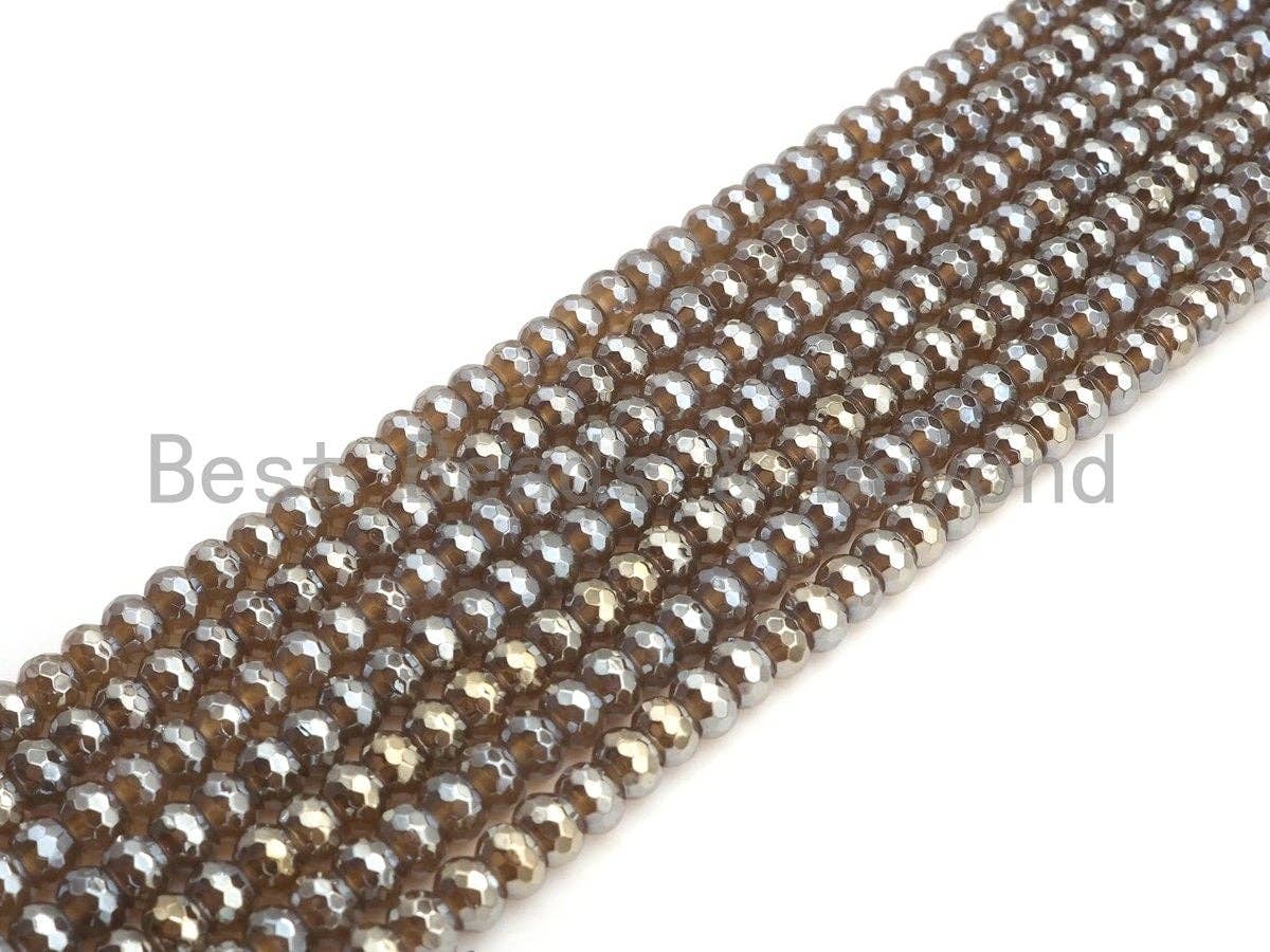 Mystic Plated Agate Rondelle Shape Beads, 4x6mm/5x8mm/6x10mm Rondelle Agate Beads, 15.5" Full Strand, sku#UA40