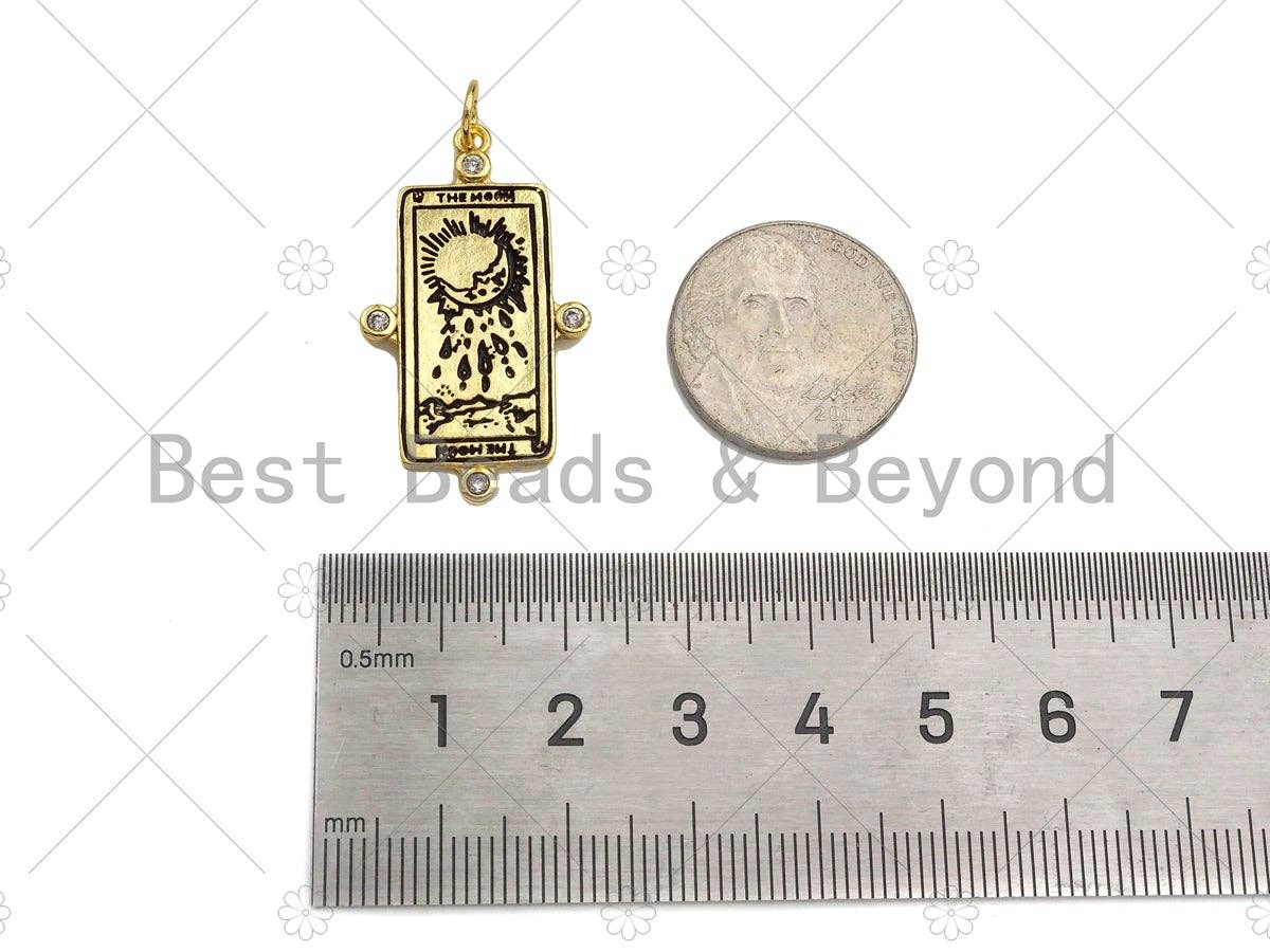 The moon Rectangle Pendant, Dog tag Charm,19x34mm,Sku#Z1348