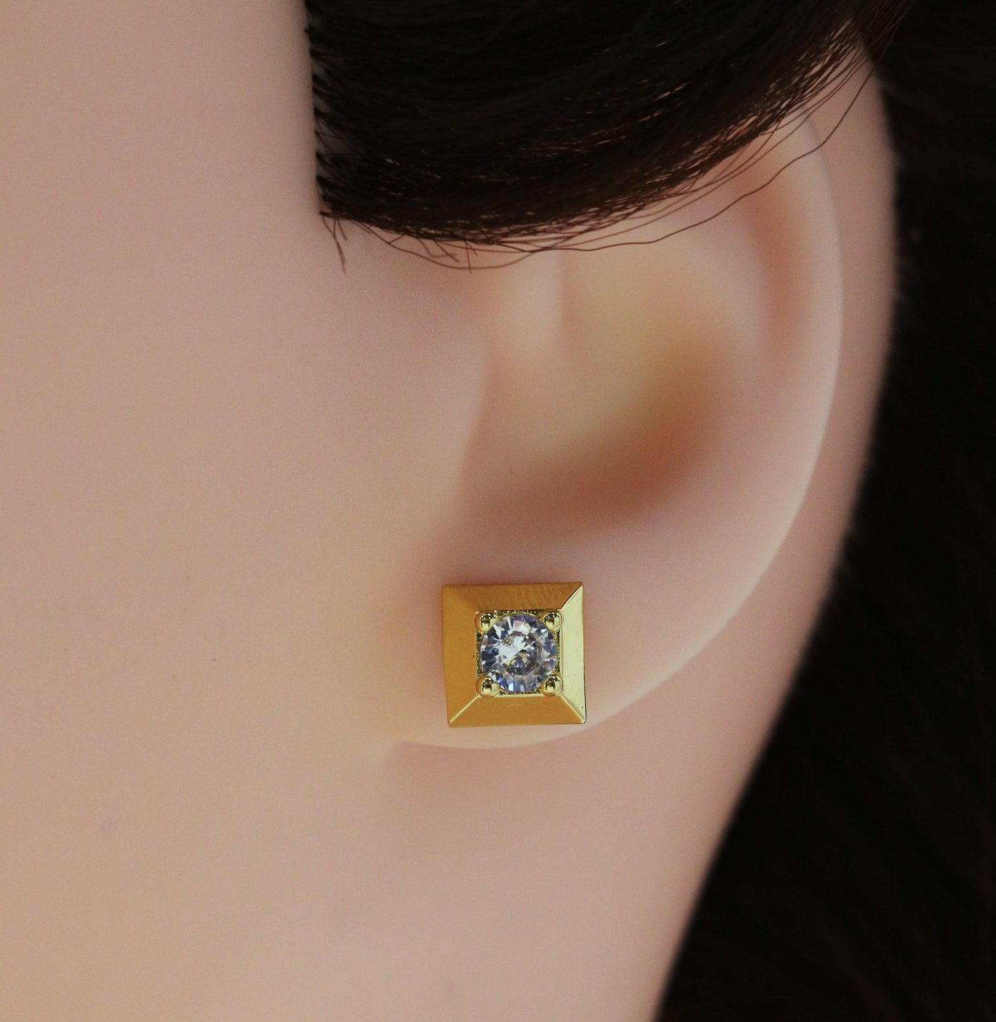 CZ Square Stud Earrings, Sku#B193