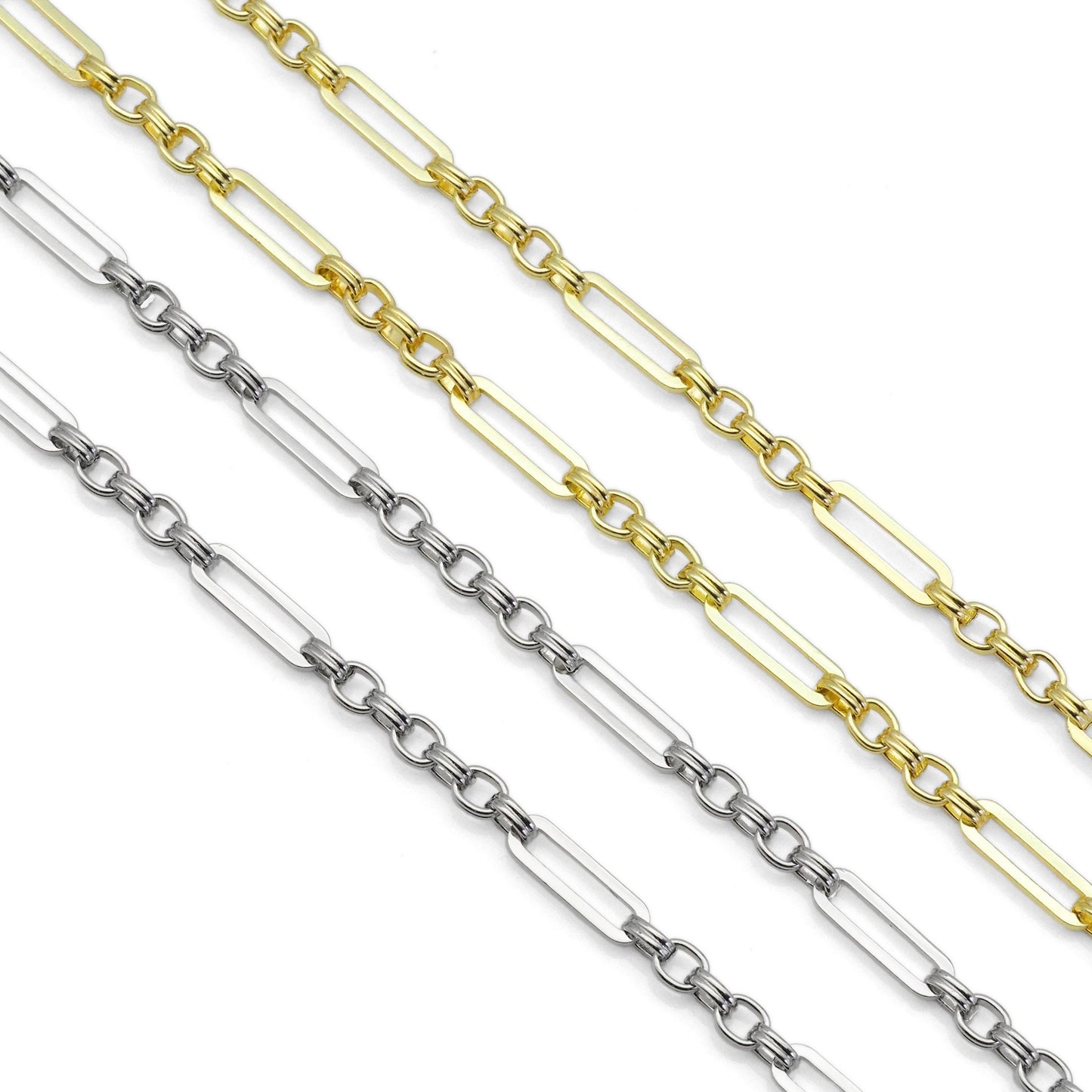 Long Link Mixed Paper Clip Chain by Yard, wholesale chain, unfinished chain, sku# LS28