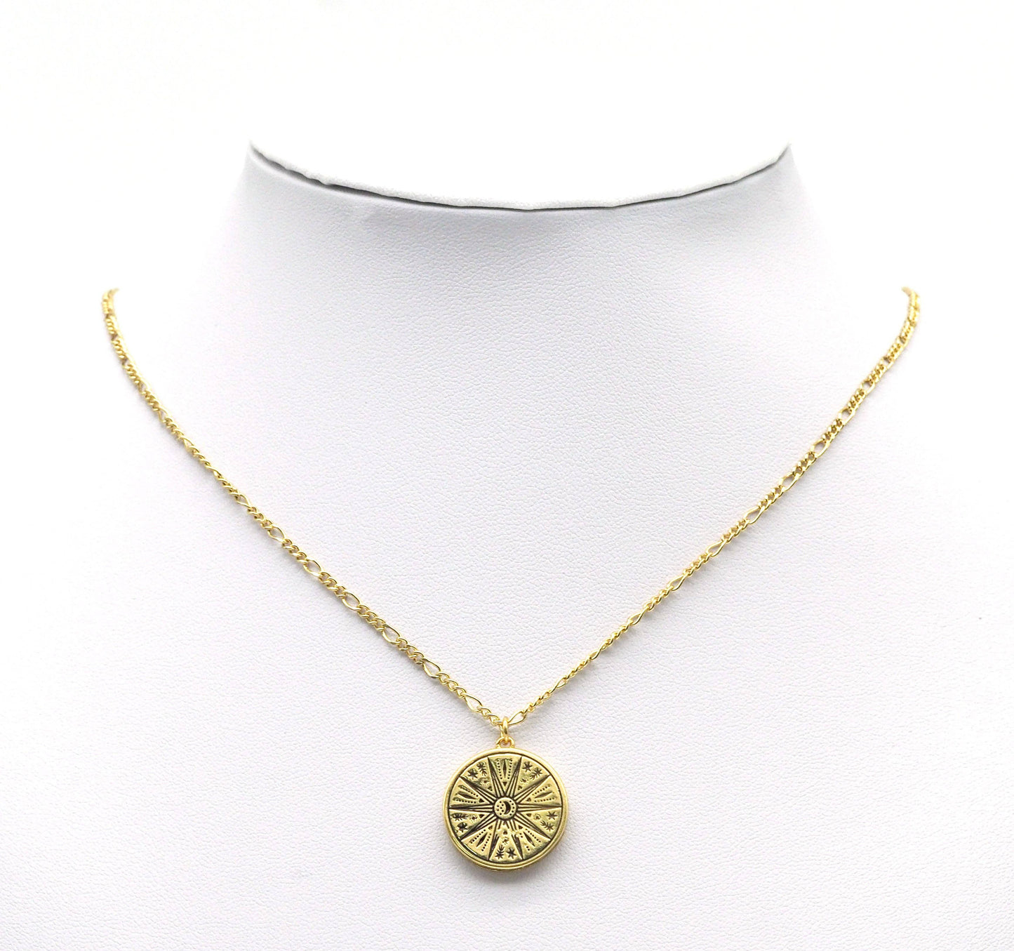 Gold North Star On Round Coin Charm, Sku#Z1456