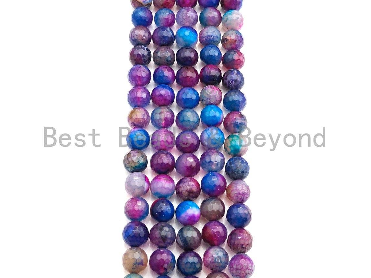 NEW Galaxy color Natural Agate Beads, 8mm/10mm/12mm Multicolor Round Faceted Agate Beads, 15.5" Full Strand, sku#U945