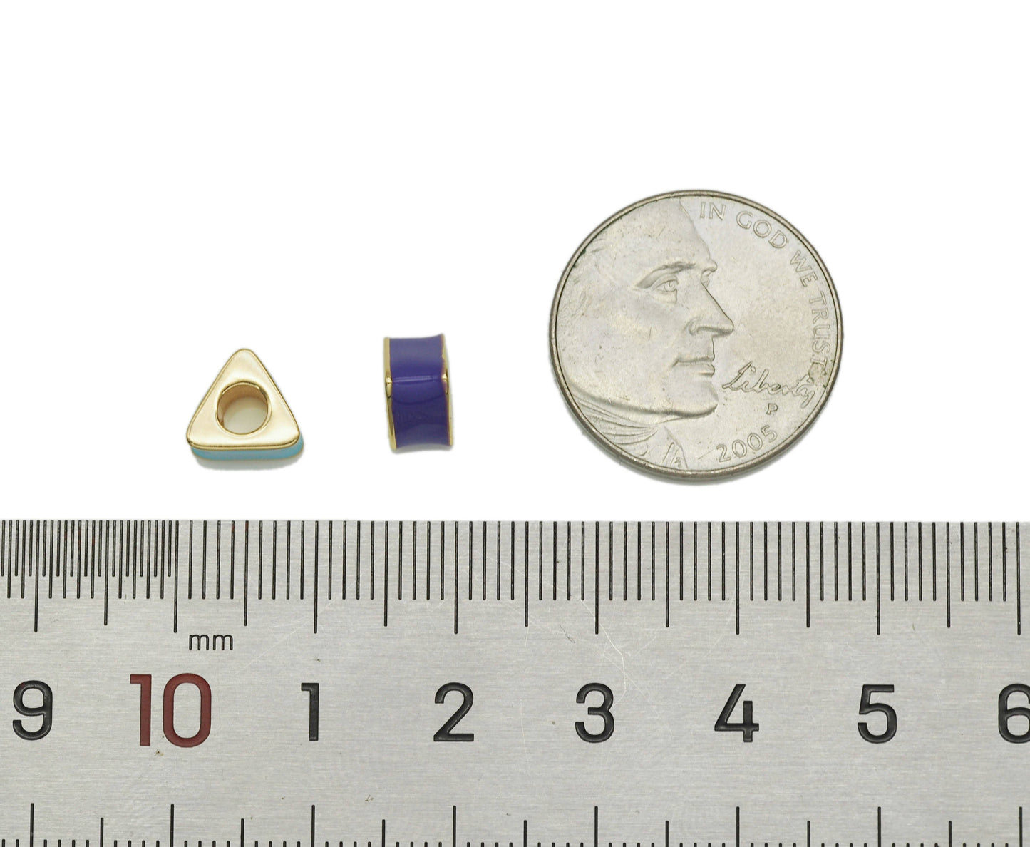 Enamel Triangle Spacer Beads, Sku#G431