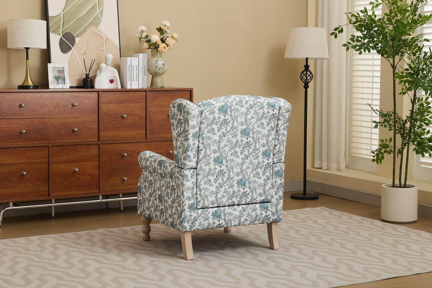 Modern Accent Chair with Retro Wood Legs