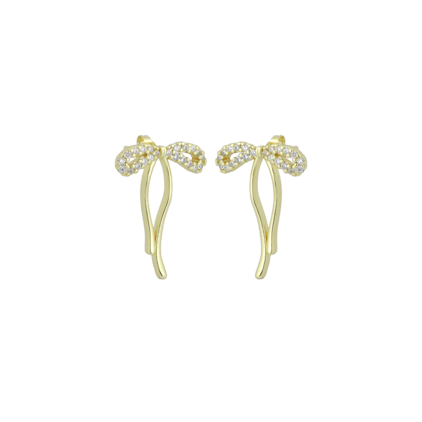 Clear CZ Bowknot Stud Earrings, Sku#LK1218