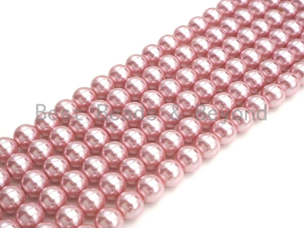 Natural Mother of Pearl Blush Pink Round Smooth beads, 8mm/10mm/12mm Pink MOP Beads, 15.5inch strand, SKU#T148