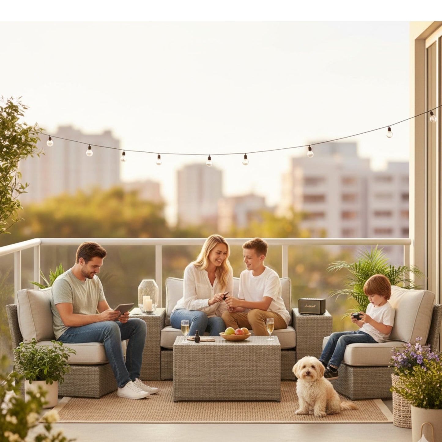 All-Weather Wicker Patio Sectional Set for 4