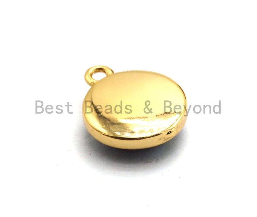 100% Natural Abalone Shell Round Pendant Charm in Gold/Silver Finish, Abalone Charm Pendant, Shell Jewelry, 10x12mm,SKU#Z322