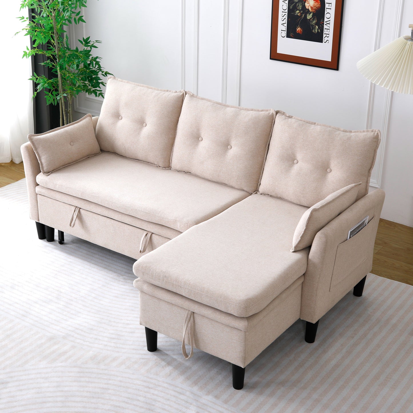 L-Shaped Reversible Chaise Sectional Sofa with Storage