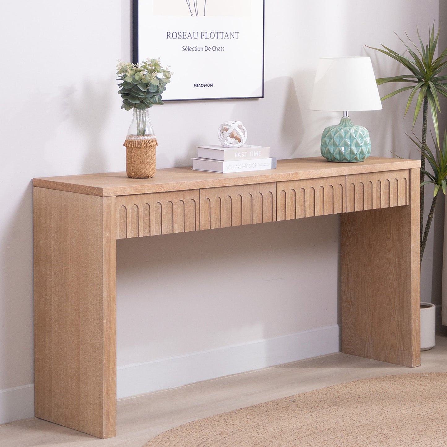 Modern Console Table with 4 Drawers – 59.2" Entryway Table