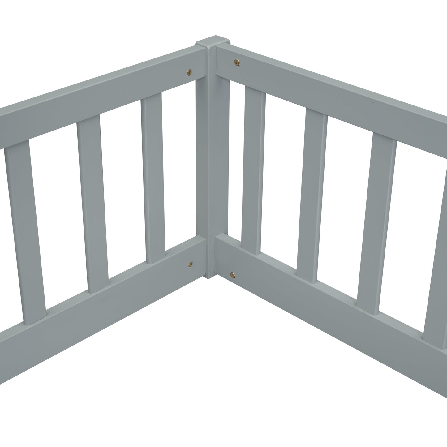 Double Twin Floor Bed with Fence, Guardrails, without Door