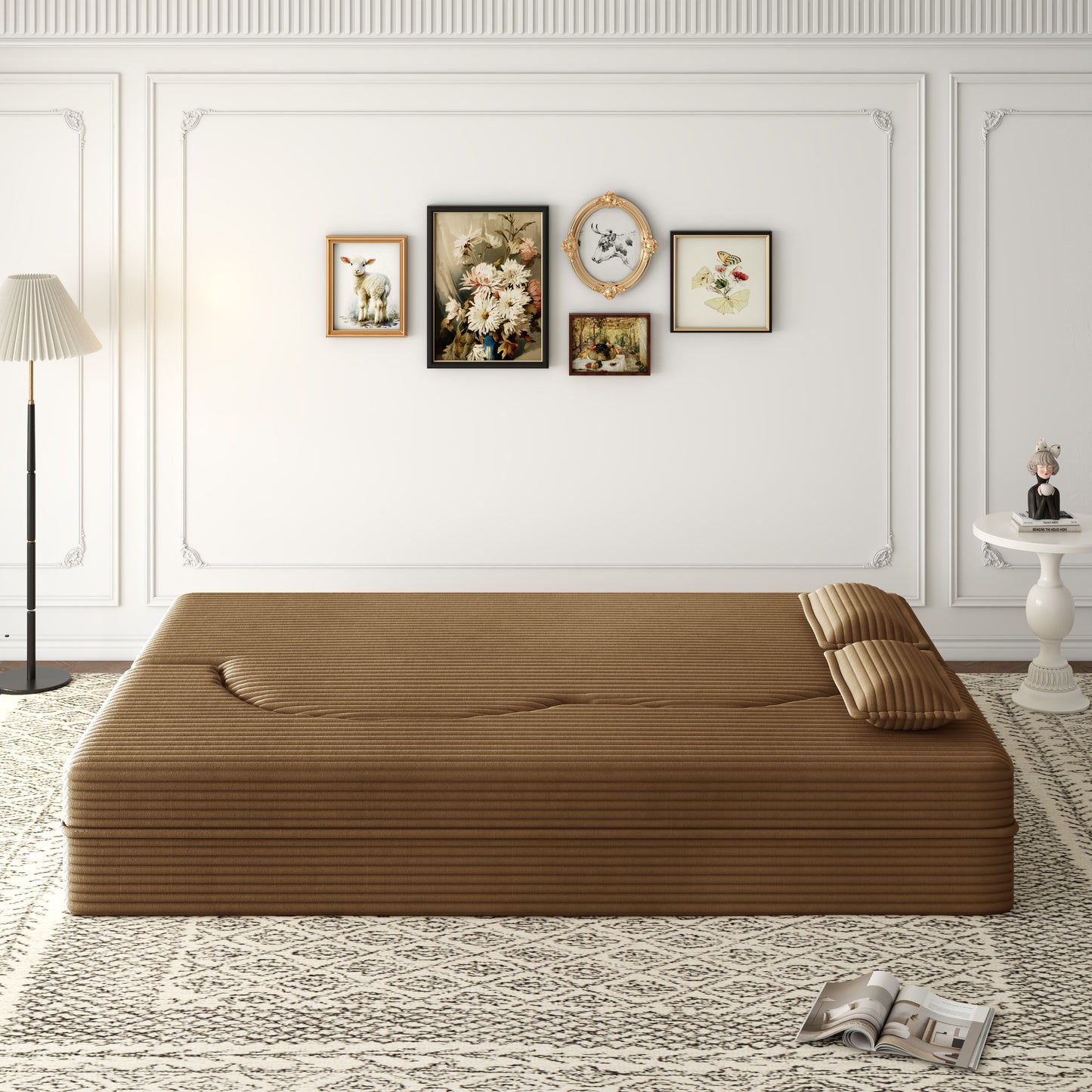 Modern Floor Sofa with 2 Pillows