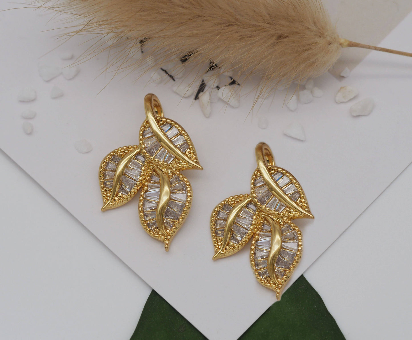 CZ Triple Leaf Charm, Sku#LK627