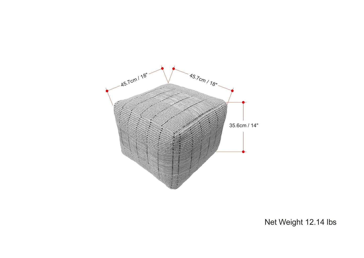 Elmer 18 Inch Wide Square Pouf