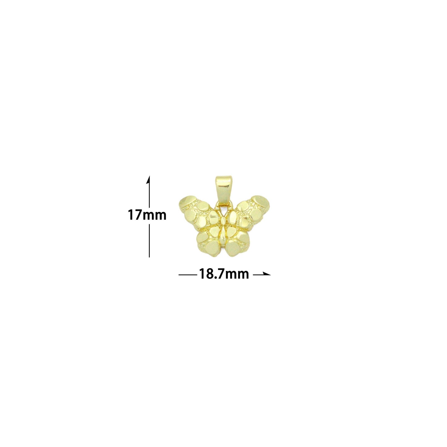 Gold Nugget Texture Butterfly Charm Pendant,Sku#LX856