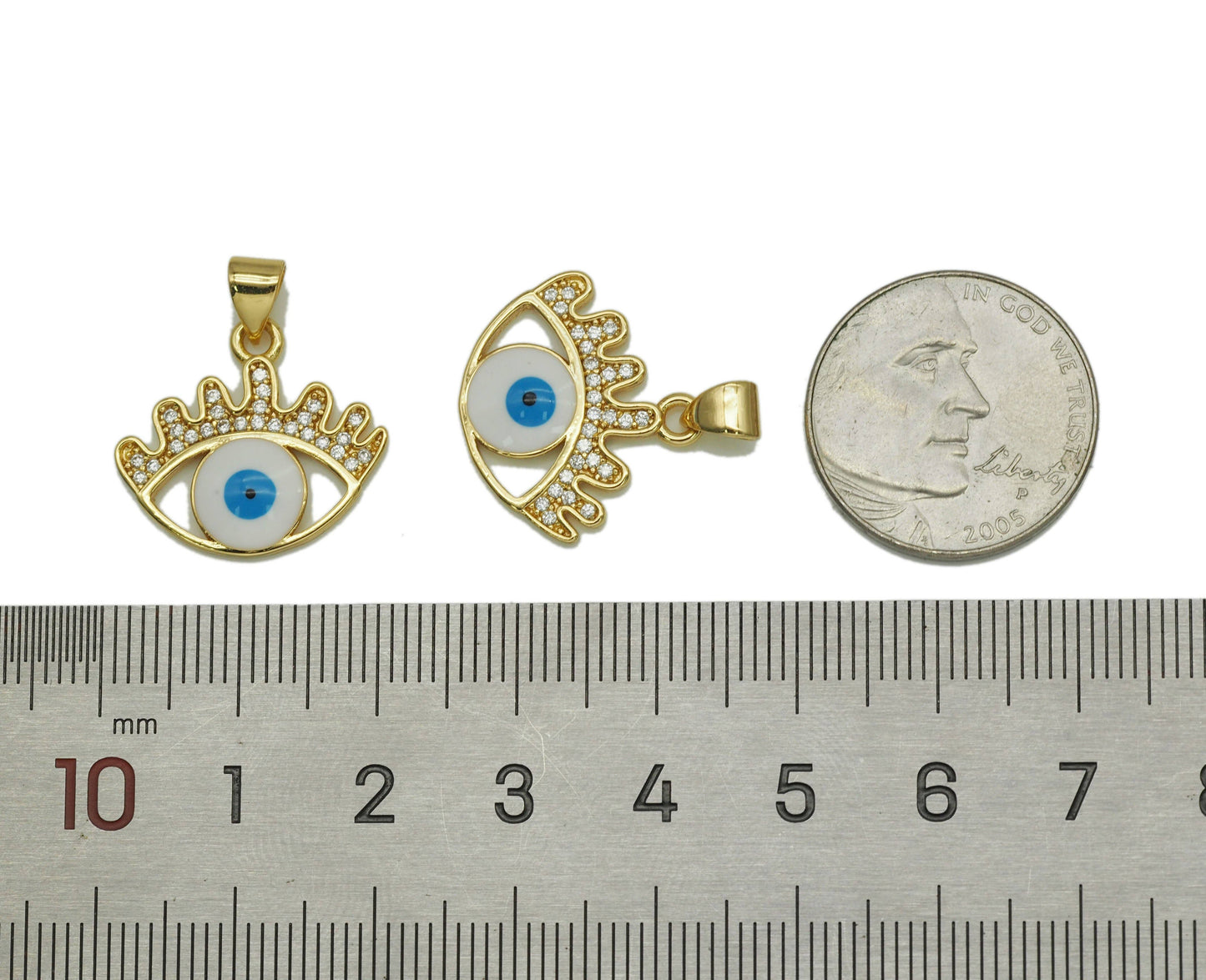 CZ Enamel Evil Eye Charm, Sku#JL97