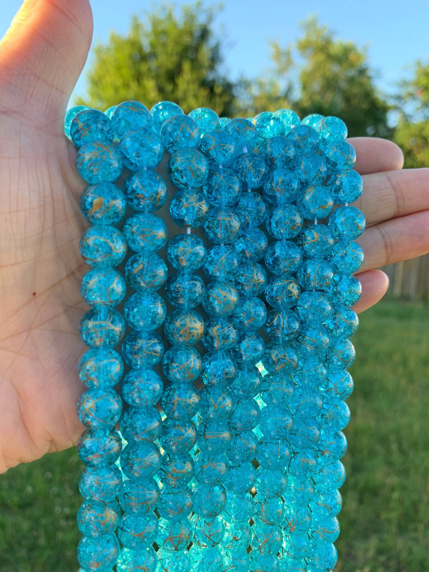 Colorful Crack Quartz, Yellow/ Red/Black/ Blue/Aqua Blue Cracked Quartz, 8mm/10mm/12mm Quartz, 15.5"Full Strand, sku#U55C