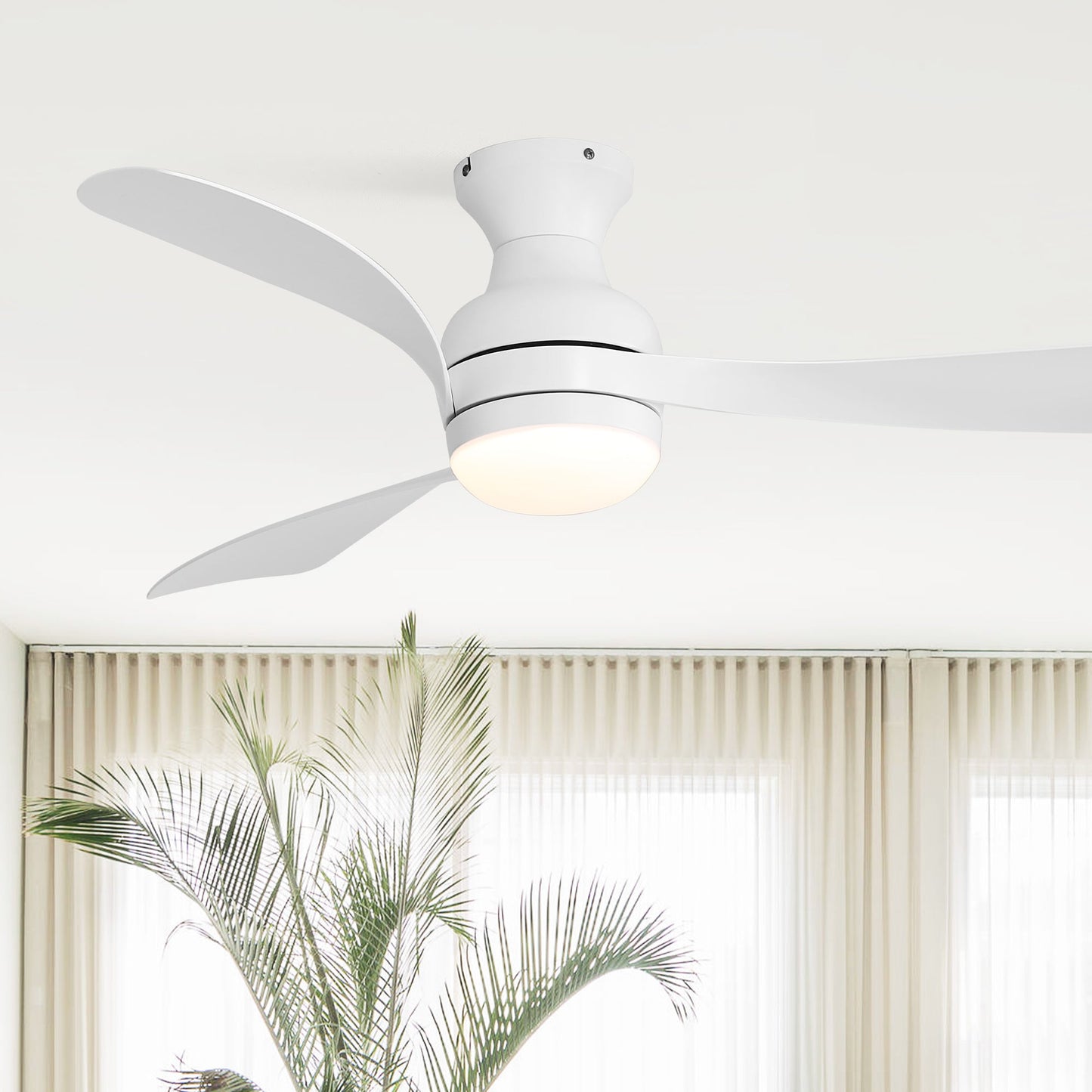 52" Low Profile Ceiling Fan with Lights, Quiet Reversible DC Motor