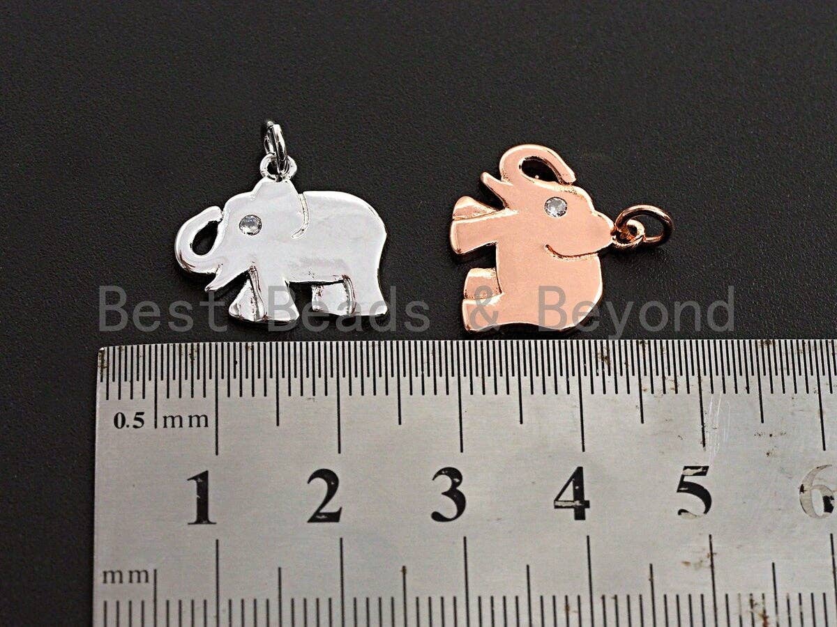 CZ Micro Pave Elephant Shaped Pendant/Charm, Cubic Zirconia
