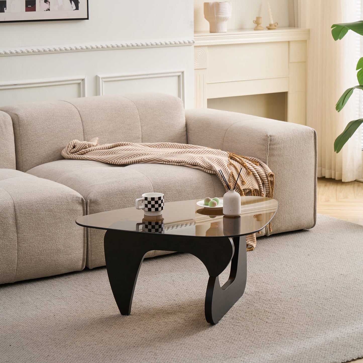 Small Farmhouse Coffee Table Mid-Century Modern Wood Center Table for Living Room