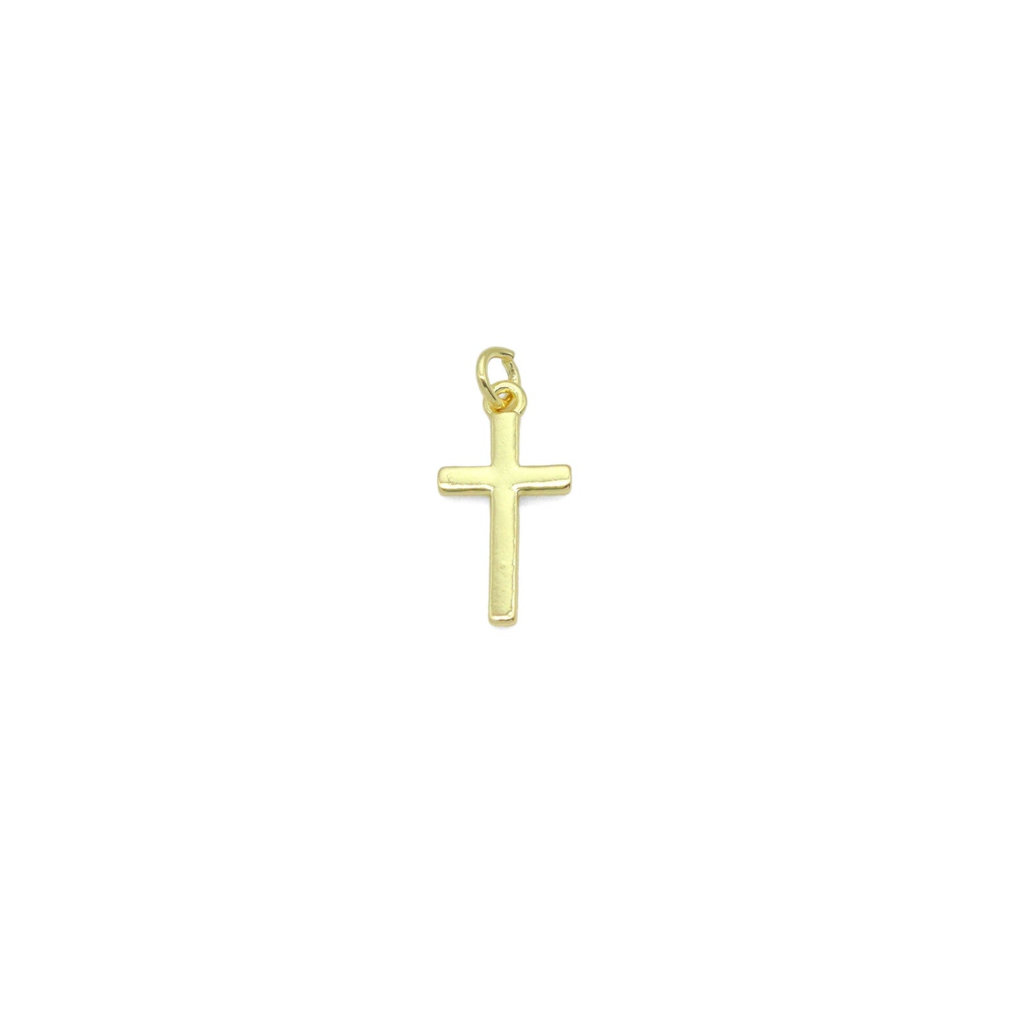 Plain Gold Cross Shape Charm Pendant, Sku#LK1050