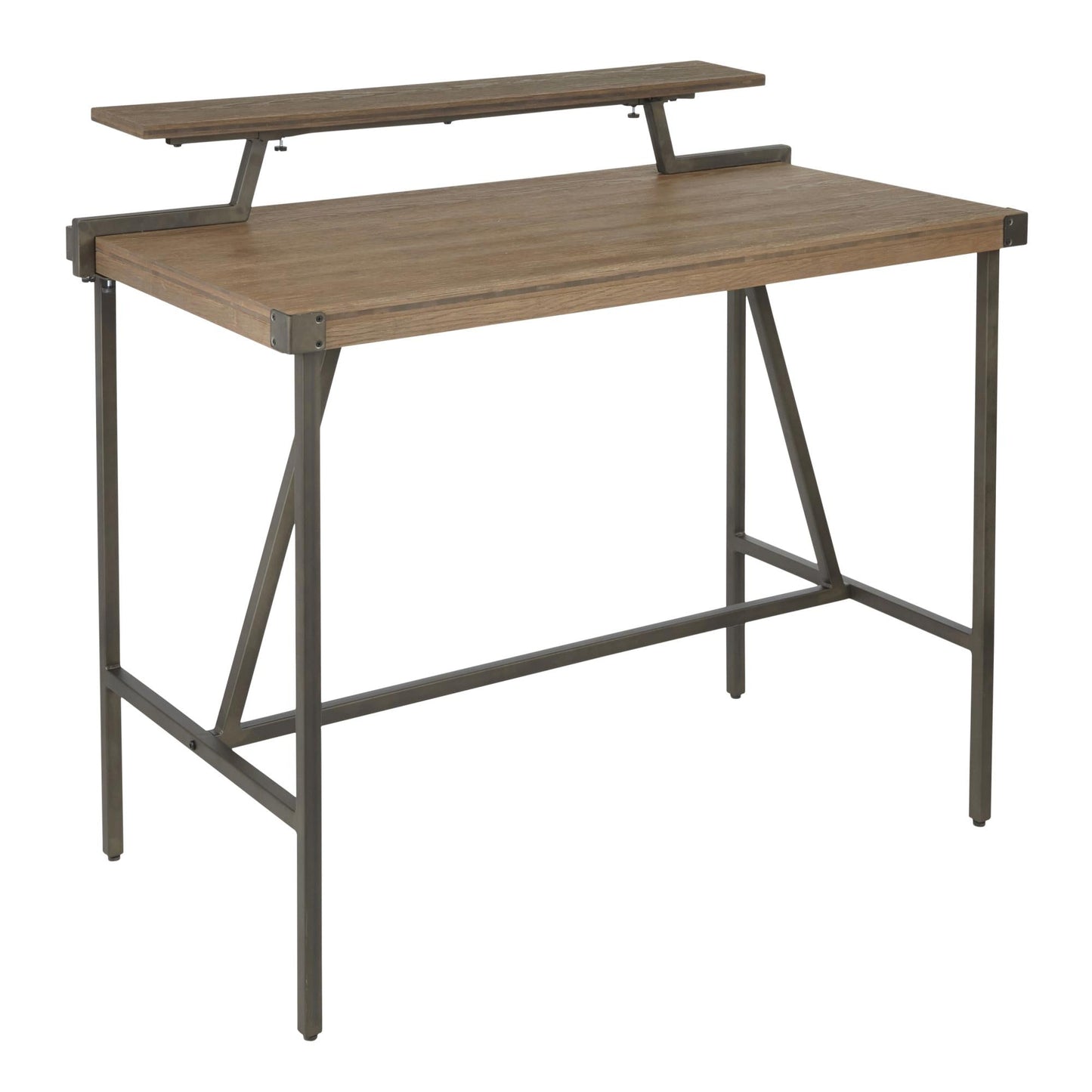 Counter Table in Antique Metal and Bamboo