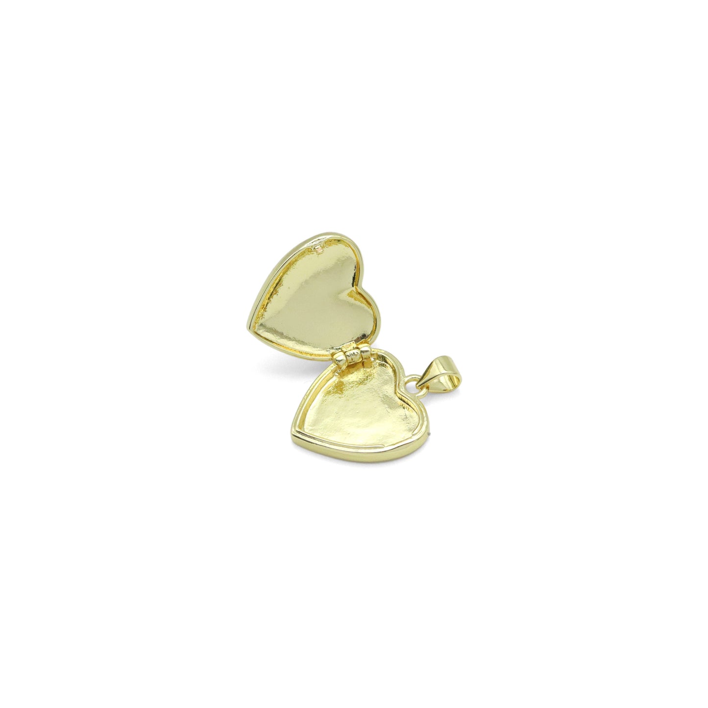 Gold Opal Heart Locket Charm Pendant, Sku#LX689