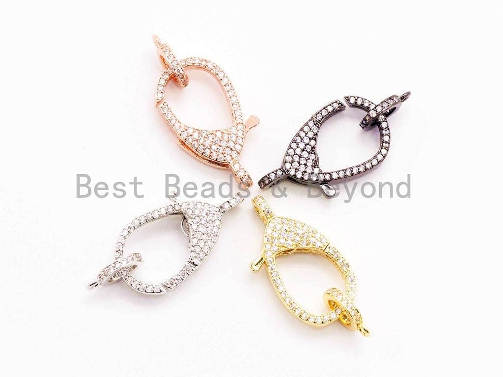 CZ Micro Pave Teardrop Lobster Claw Clasp, H42