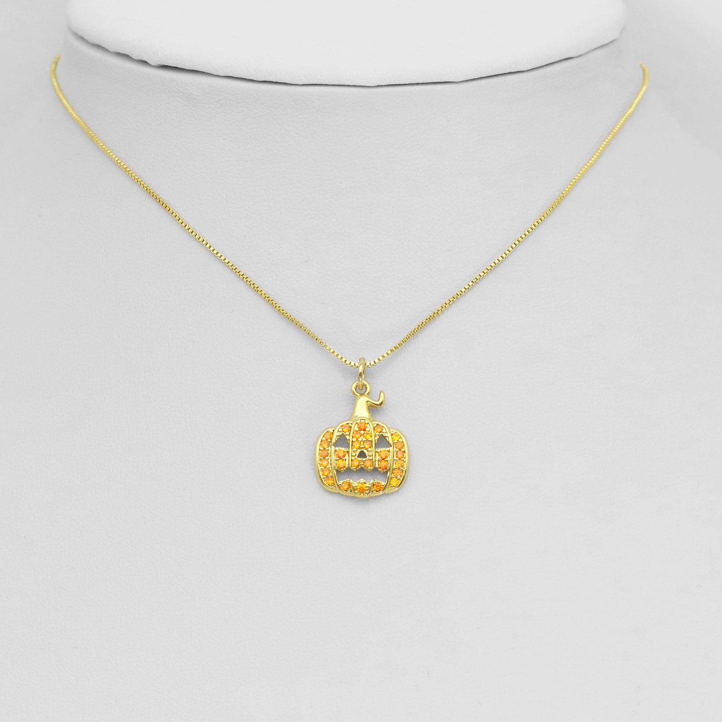 Orange CZ Pumpkin Halloween Charm, Sku#A208