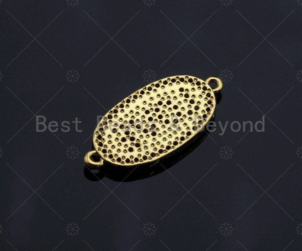 LOVE Connector/Link, Oval Shape Connector, Cz Pave Bracelet Necklace Connector in Gold Finish, 10x22mm,sku#LK95