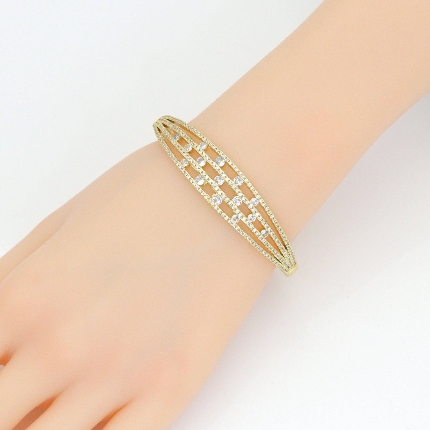 Diamond CZ Multiline Adjustable Bracelet, Sku#LK1099