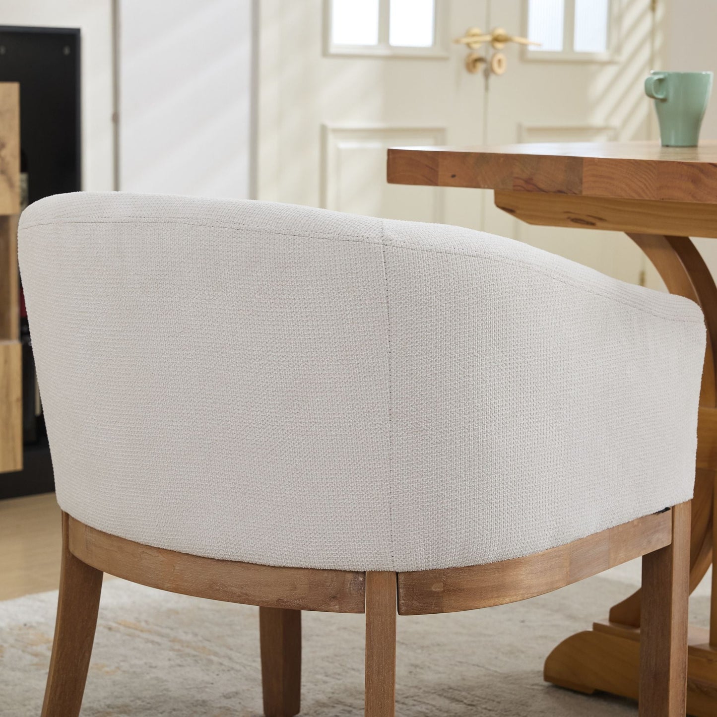 Mid Century Modern Upholstered Barrel Dining Chairs