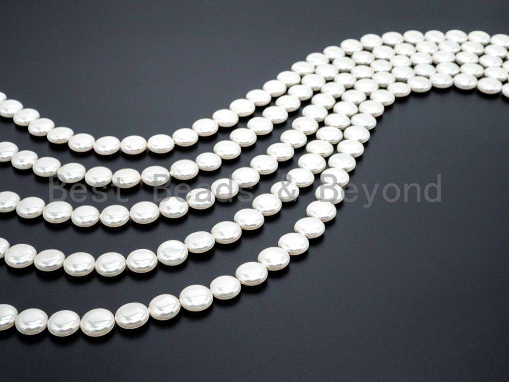 Natural Mother of Pearl beads,  White Pearl Coin, Sku#T59