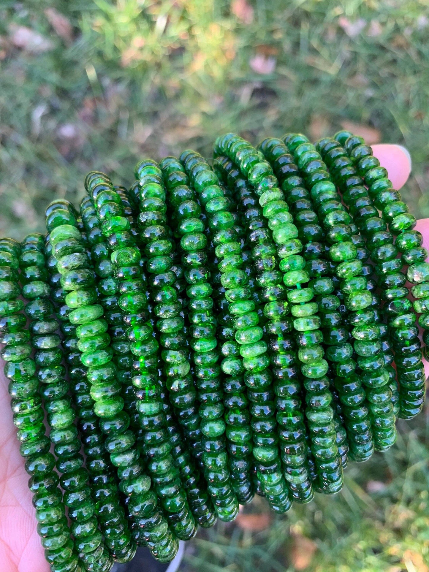 High Quality Genuine Green Diopside Rondelle Smooth Beads, 4x6mm/3x7mm Rare Diopside Beads, 15.5'' Full Strand, SKU#U1204