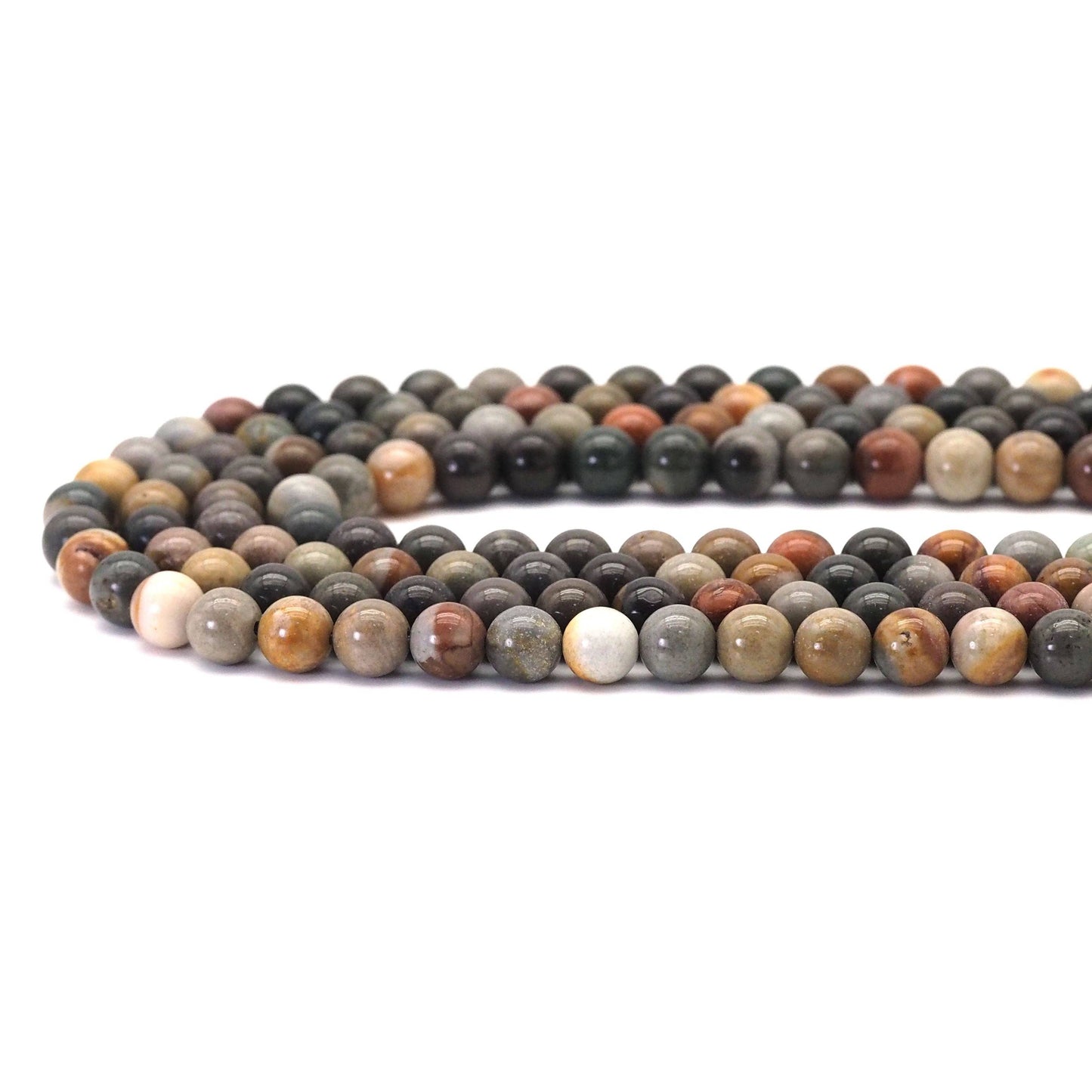 Genuine American Picture Jasper Round Smooth Beads, 8mm/10mm, Sku#U1726