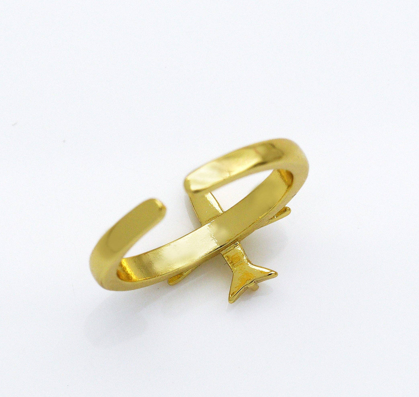 Gold Airplane Adjustable Ring, Sku#LK669