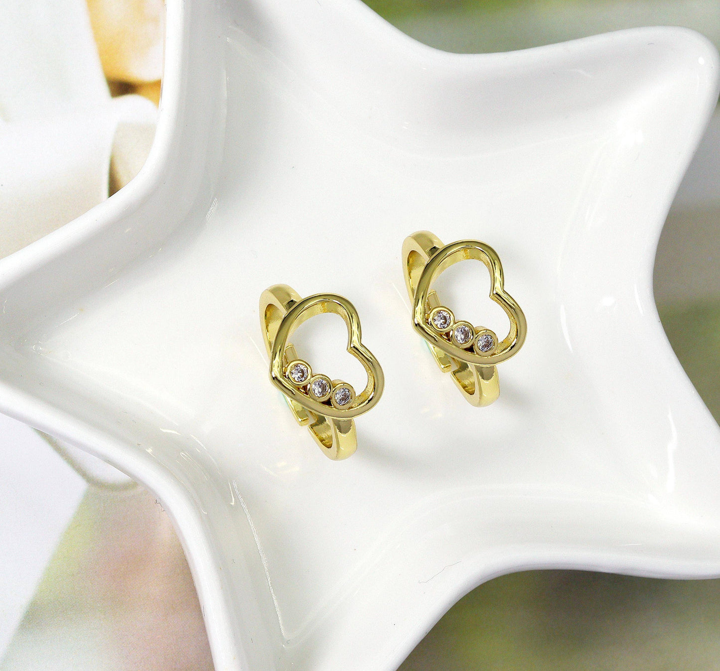 CZ Gold Open Heart Adjustable Ring, Sku#JL141