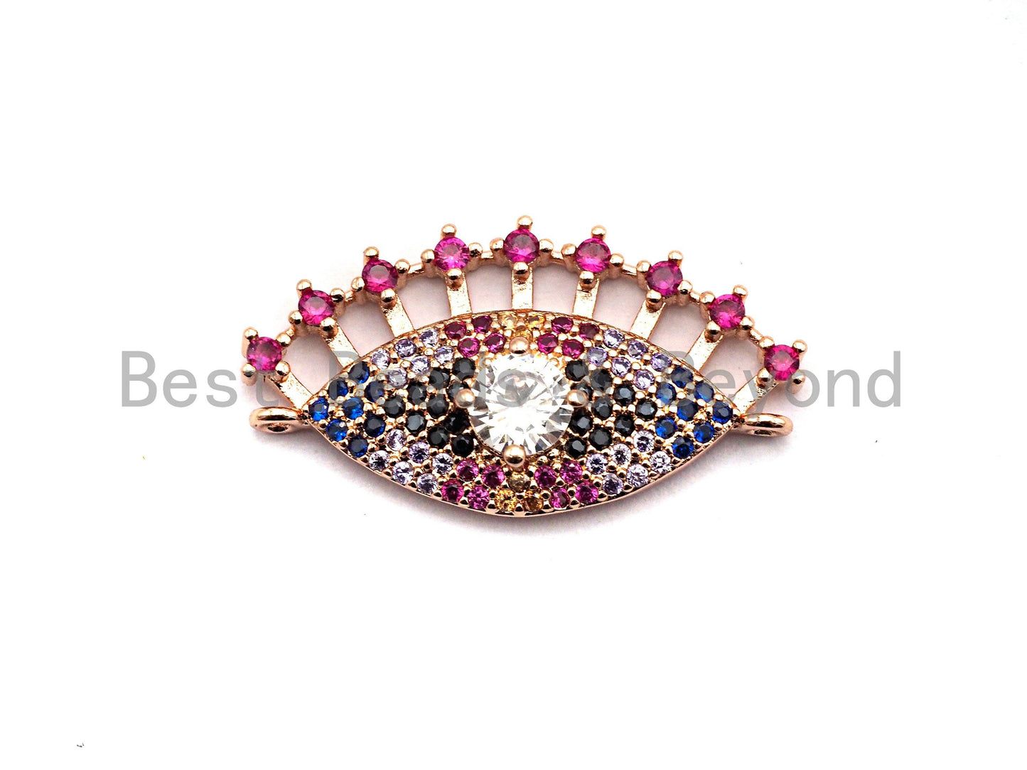 Colorful CZ Micro Pave Evil Eye With Long Eyelashes Connector for Bracelet/Necklace, Evil Eye Connector, 15x28mm,sku#E468C