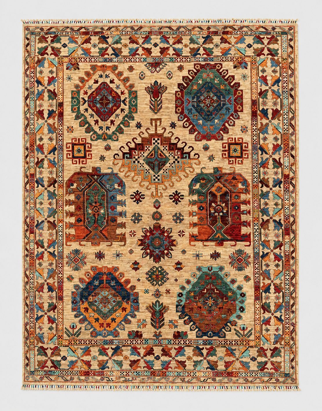 Hand-Knotted Vegetable Dye Heriz Rug from Pakistan, 8' 3" x 10'