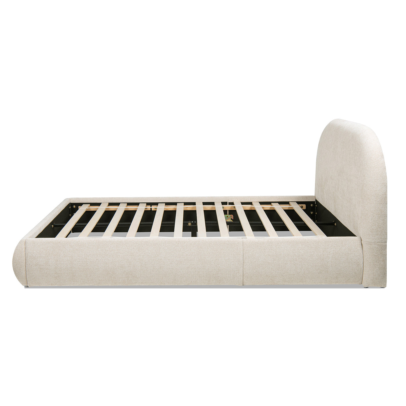 Archie Puffy Grounded Upholstered Platform Bed Queen, Oatmeal Light