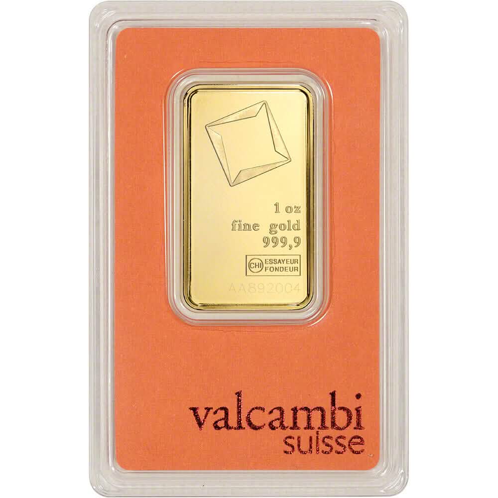 1オンス ゴールドバー Valcambi Suisse 999.9 純金 証明書付き