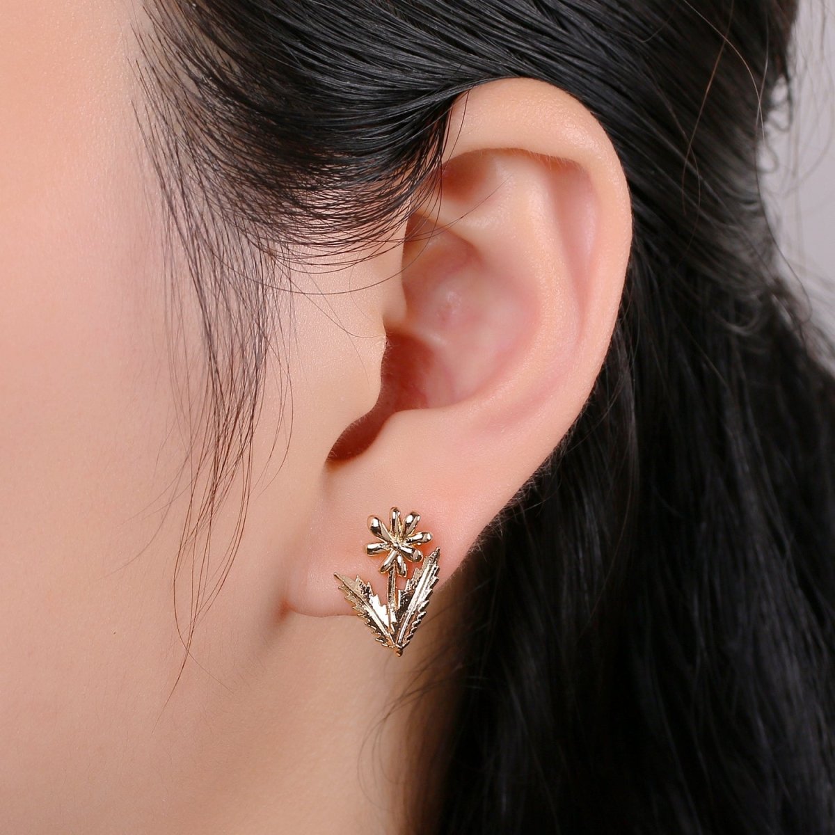 1 Pair Flower Gold Filled Studs  L-016