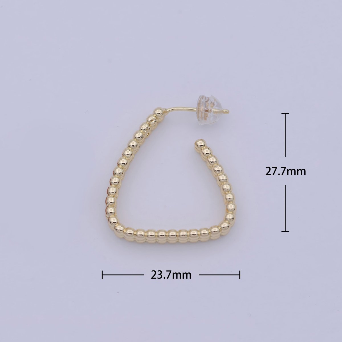1 Pair Minimalist Gold Filled Beaded Geometrical Triangle Shape Earring - 18k gold Filled Hoop triangle Earring T-244